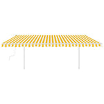 ZNTS Manual Retractable Awning with LED 5x3 m Yellow and White 3069983