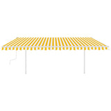 ZNTS Manual Retractable Awning with LED 5x3 m Yellow and White 3069983