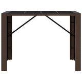 Bar Table with Glass Top Brown 145x80x110 cm Poly Rattan 362596