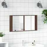 LED Bathroom Mirror Cabinet Brown Oak 90x12x45 cm Acrylic 834969