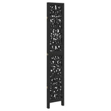 Room Divider 3 Panels Black Solid Wood Paulownia 358752