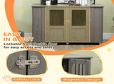 Dog Crate Table for Medium and Large Dogs with Magnetic Door for Indoor Use, 114 x 60 x 82 cm, Grey T3398P349620