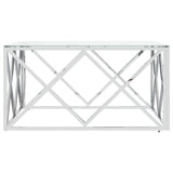 Coffee Table Silver 80x80x40 cm Stainless Steel and Glass 349971