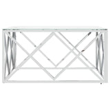 ZNTS Coffee Table Silver 80x80x40 cm Stainless Steel and Glass 349971