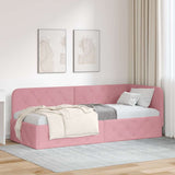 Corner Bed Frame with Headboard Pink 80 x 200 cm Velvet 42016516