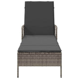Sun Lounger Grey and Dark Grey 55 x 200 x 92 cm Poly Rattan 365427