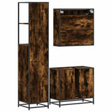3 Piece Bathroom Furniture Set Smoked Oak Engineered Wood 3301167