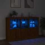 Sideboard with LED Lights Brown Oak 162x37x100 cm 3209148