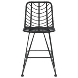 Bar Stool Set of 2 Black PE Rattan and Steel Regular Footrest 319431