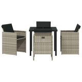 Garden Dining Set with Cushion 5 pcs Light grey Poly rattan 3379960