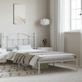 Metal Bed Frame without Mattress with Headboard White 100x200cm 353483