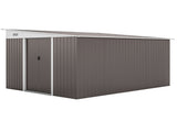 11.3 x 9.2ft Lean to Metal Garden Shed, Outdoor Galvanised Tool Storage House with Double Sliding T3398P320203