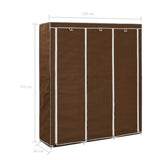 Wardrobe with Compartments and Rods Brown 150x45x175 cm Fabric 282454