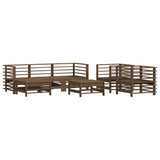 ZNTS 7 Piece Garden Lounge Set Honey Brown Solid Wood Pine 3186238