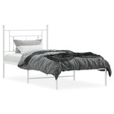 Metal Bed Frame without Mattress with Headboard White 90x190cm 374380