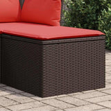 Garden Stool with Cushion Brown 55 x 55 x 37 cm Poly Rattan 366231