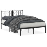 Metal Bed Frame without Mattress with Headboard Black 120x190cm 374434