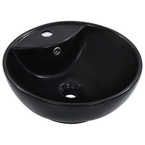 Wash Basin with Overflow 46.5x18 cm Ceramic Black 143904