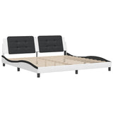 Bed Frame without Mattress "Zadar" White and Black 200x200 cm Faux Leather 3208211