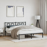 Metal Bed Frame without Mattress with Headboard Black 150x200cm 374243