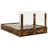 Storage Bed with Drawer Smoked Oak 140 x 200 cm Engineered Wood 3412683
