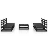7 Piece Garden Lounge Set Black Solid Pinewood 3075318