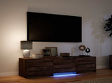 TV Cabinet with LED Brown Oak 140 x 34 x 40 cm Engineered Wood 3418707