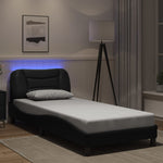 ZNTS Bed Frame with LED without Mattress Black 90x190 cm Single 3213899