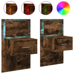 ZNTS Wall-mounted Bedside Cabinets with LED Lights 2 pcs Smoked Oak 848166
