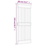 Sliding Door with Hardware Set 80x210 cm Solid Wood Pine 3203087