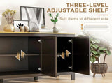 Sideboard, Buffet Cabinet with Doors and Adjustable Shelves for Living Room, Entryway, Black and T3398P551786