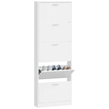 Shoe Cabinet High Gloss White 59x17x169 cm Engineered Wood 342514