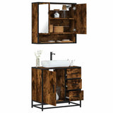 2 Piece Bathroom Furniture Set Smoked Oak Engineered Wood 3300927