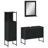 3 Piece Bathroom Cabinet Set Black Engineered Wood 3214349