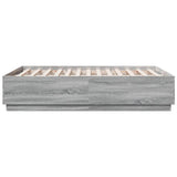 Bed Frame with LED without Mattress Grey Sonoma 135x190 cm Double 3209651