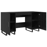 Desk with Shelf Black oak 140 x 50 x 75 cm Engineered wood 879530