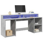 Desk with LED Lights Concrete Grey 200x55x91 cm Engineered Wood 3309441