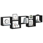 ZNTS Wall Cube Shelf 5 Compartments Black Engineered Wood 859996