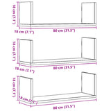 Wall Shelves 3 pcs Sonoma Oak 80x18x18 cm Engineered Wood 853292