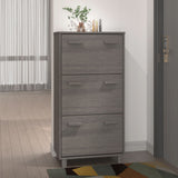 Shoe Cabinet HAMAR Light Grey 59.5x35x117 cm Solid Wood Pine 340515