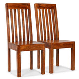 Dining Chair Set of 2 Honey Brown Solid Acacia wood Standard Size 245645