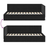 Corner Bed Frame with Headboard Black 90 x 200 cm Velvet 42016393