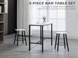 Three-Piece Marble-Effect Bar Table Set - White/Black T3398P329533
