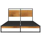 Bed Frame Black, Wood Brown Powder-coated metal, MDF Double 324864