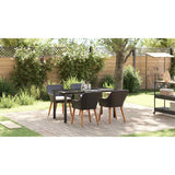 Garden Dining Set with Cushion 5 pcs Black Poly Rattan 3261673