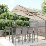 9 Piece Garden Bar Set with Cushions Grey Poly Rattan 3203931