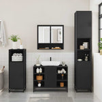 ZNTS 4 Piece Bathroom Furniture Set Black Engineered Wood 3301240