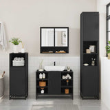 ZNTS 4 Piece Bathroom Furniture Set Black Engineered Wood 3301240