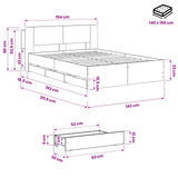 Bed Frame with Storage and Headboard Artisan Oak 140 x 190 cm 3445820