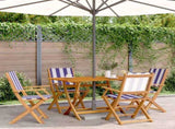 5 Piece Garden Dining Set Blue and White Fabric and Solid Wood 3281705